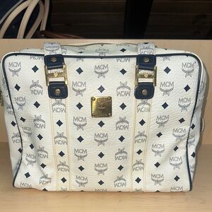 MCM White and Black Patterned Handbag